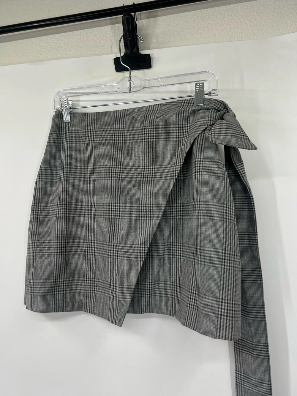 Wilfred Aritzia Plaid Faux Wrap-Front Mini Skirt